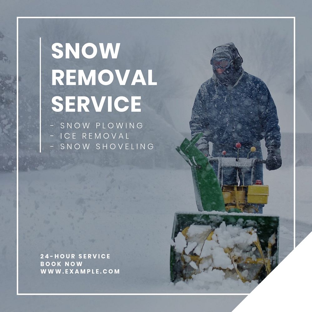 Snow removal service Instagram post template, editable text