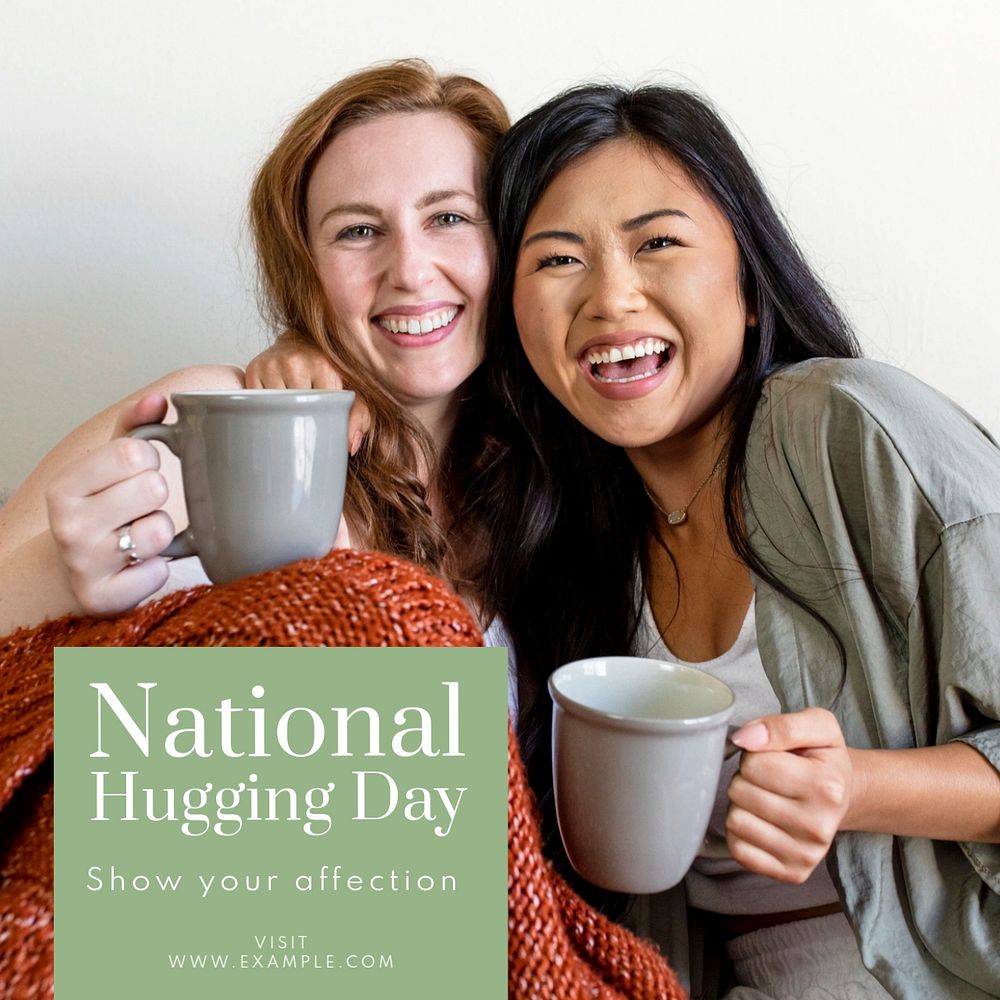 National hugging day Instagram post template, editable text