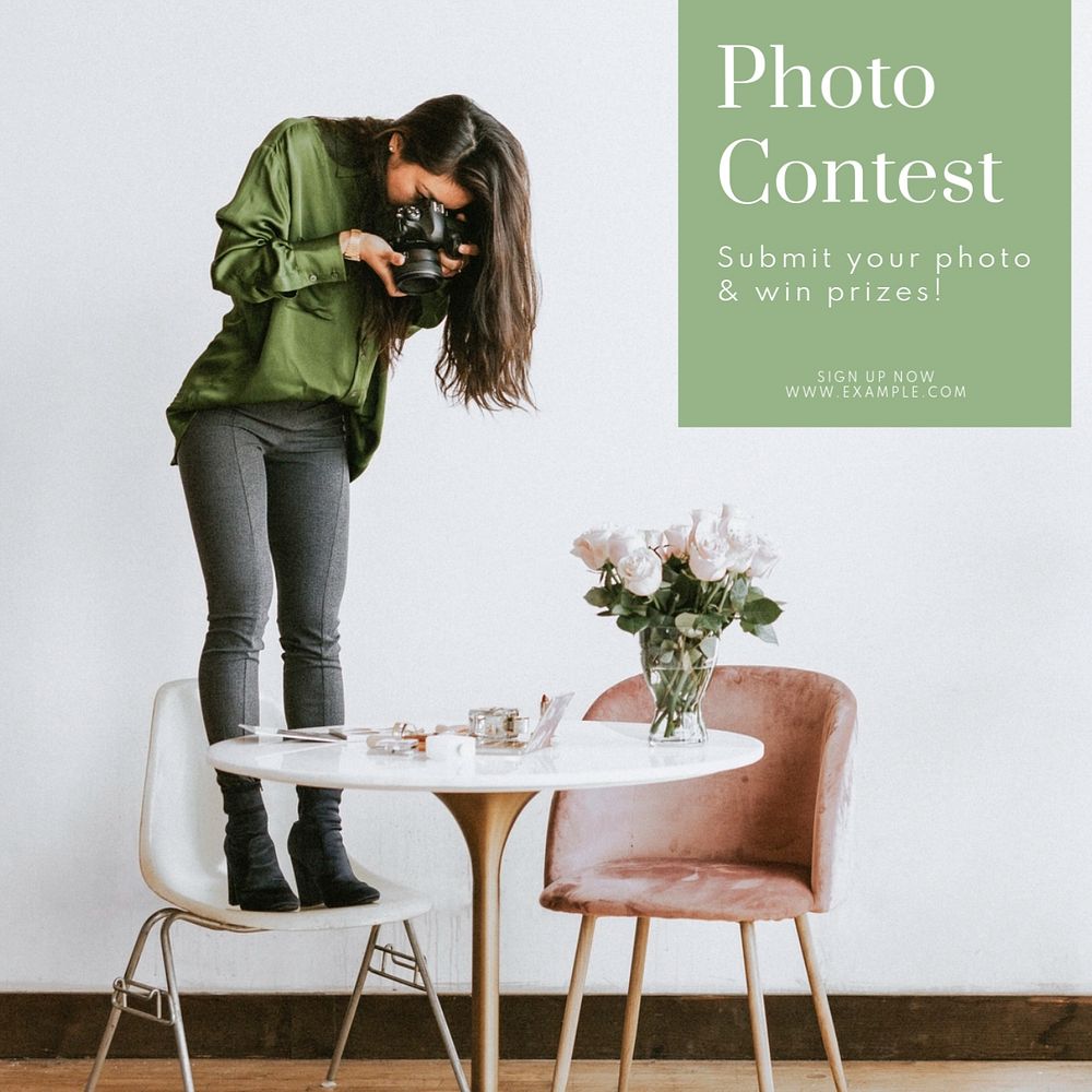 Photo contest Instagram post template, editable text