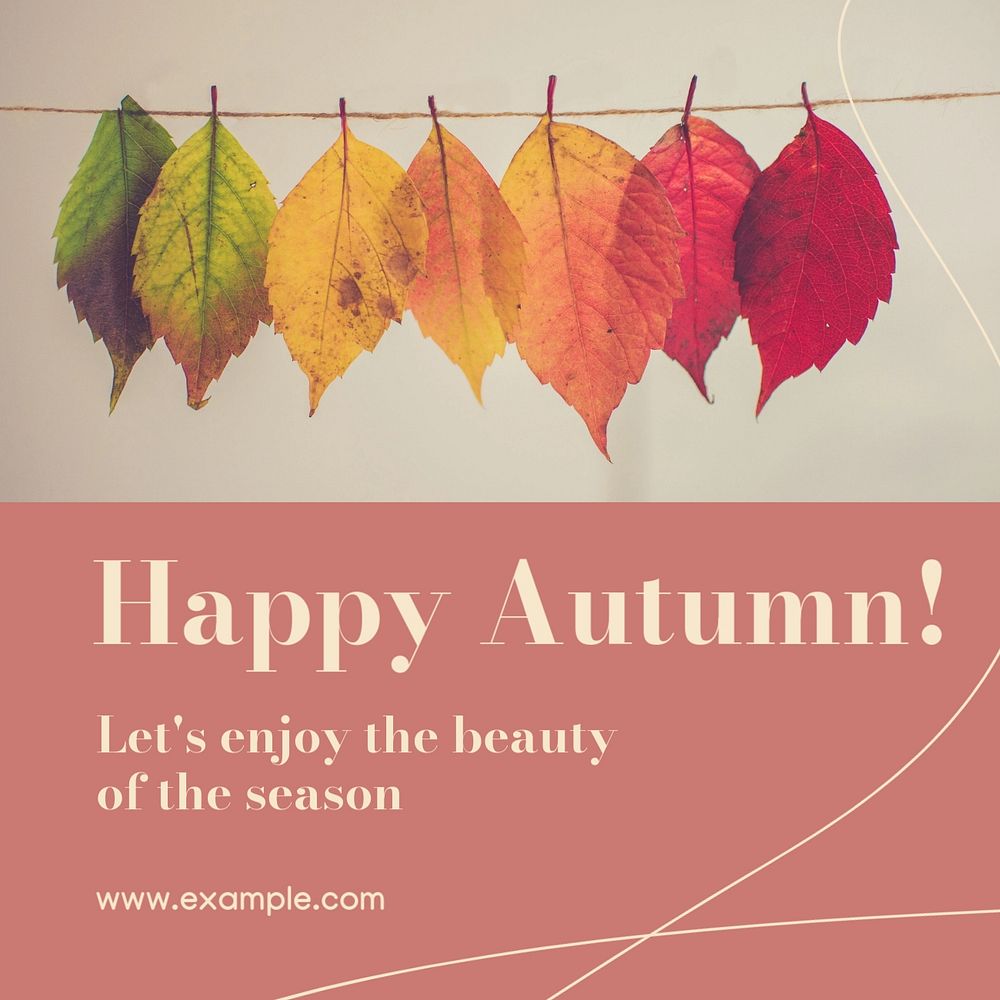 Happy autumn Instagram post template, editable text