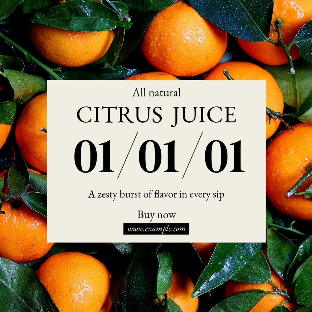 Citrus juice Instagram post template, editable text