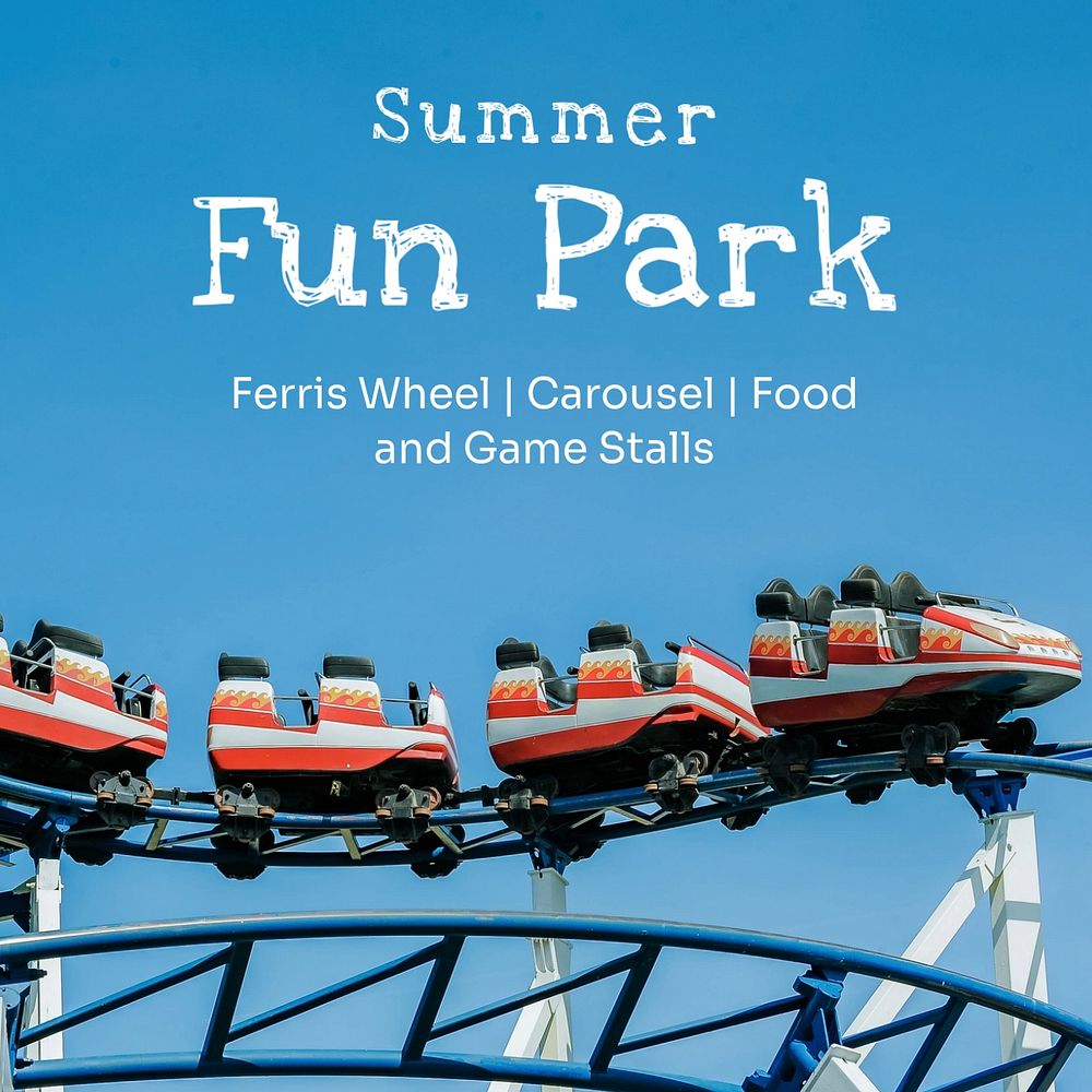 Summer fun park Instagram post template, editable text