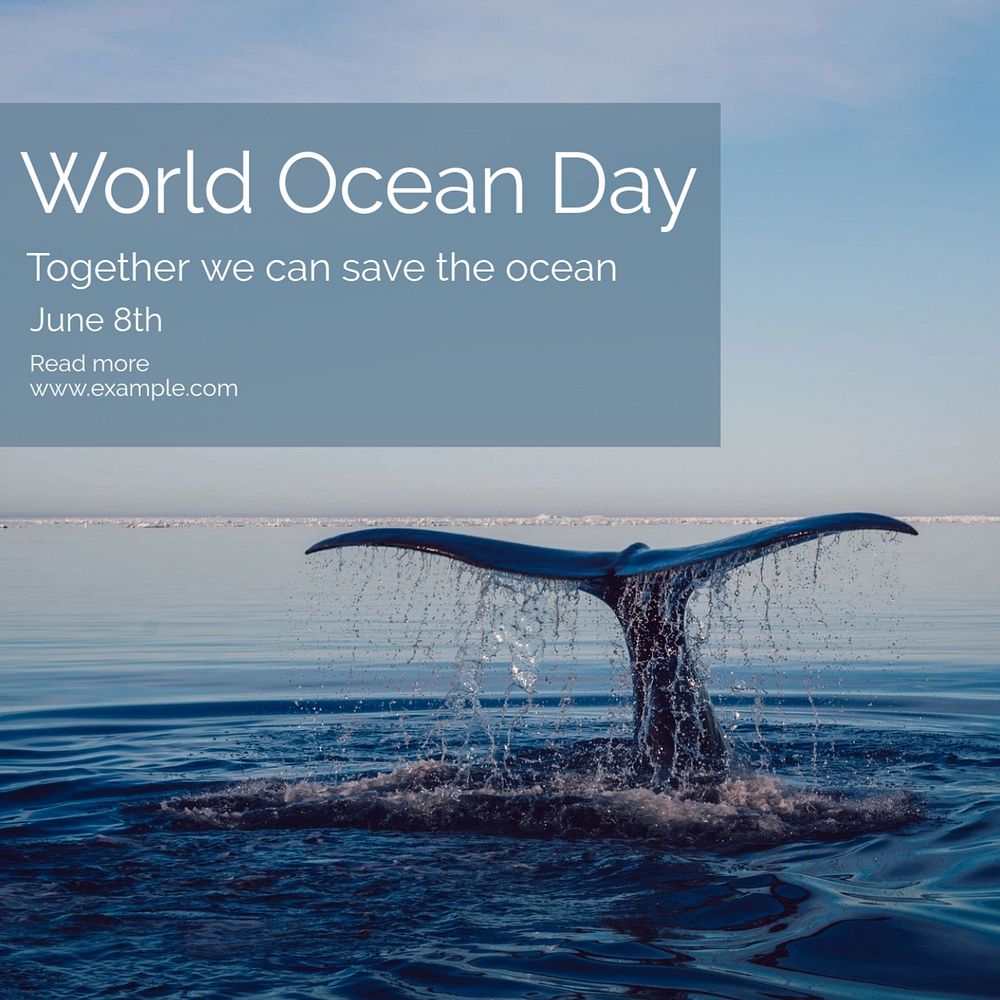 World ocean day Instagram post template, editable text