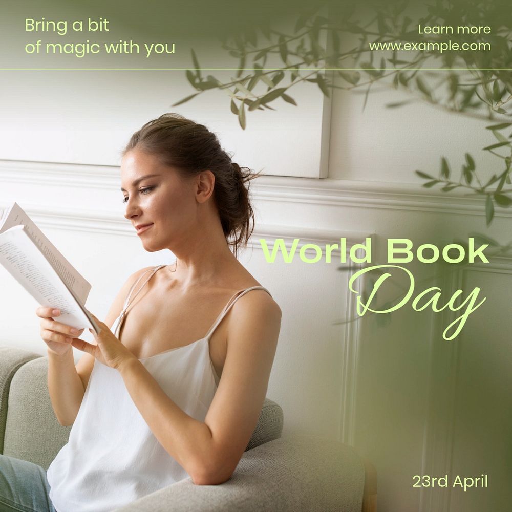 World book day Instagram post template, editable text