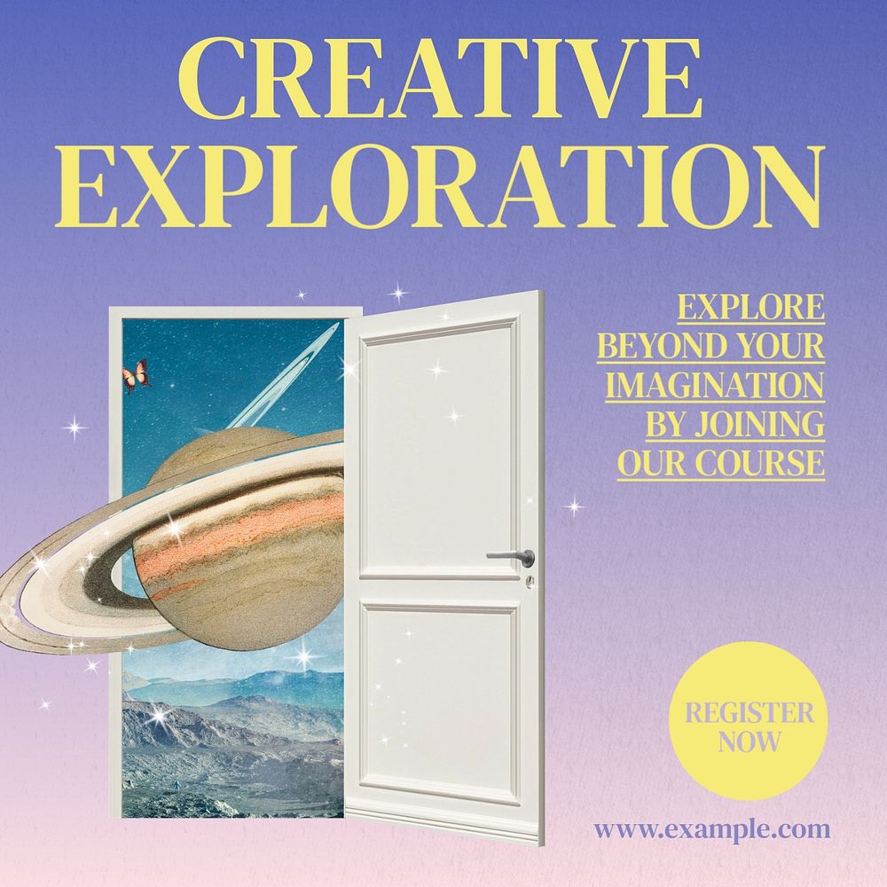 Creative exploration Instagram post template, editable text