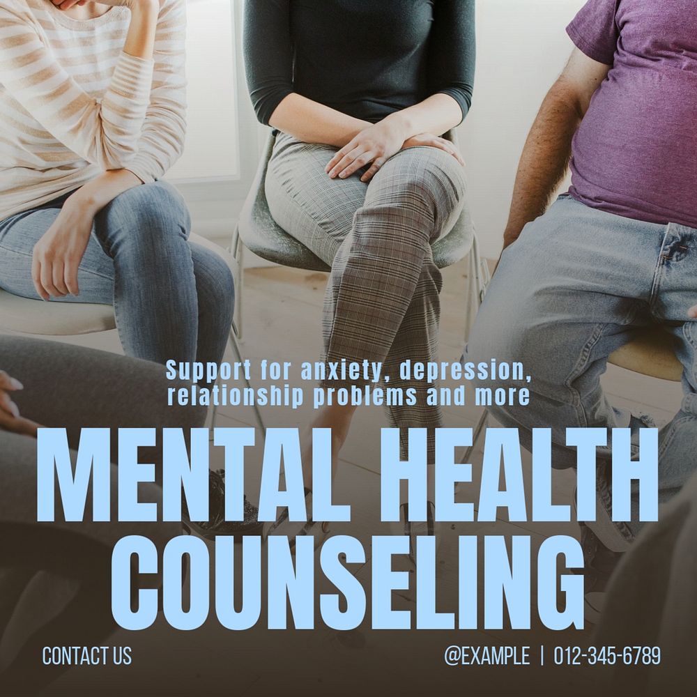 Mental health counseling Instagram post template, editable text