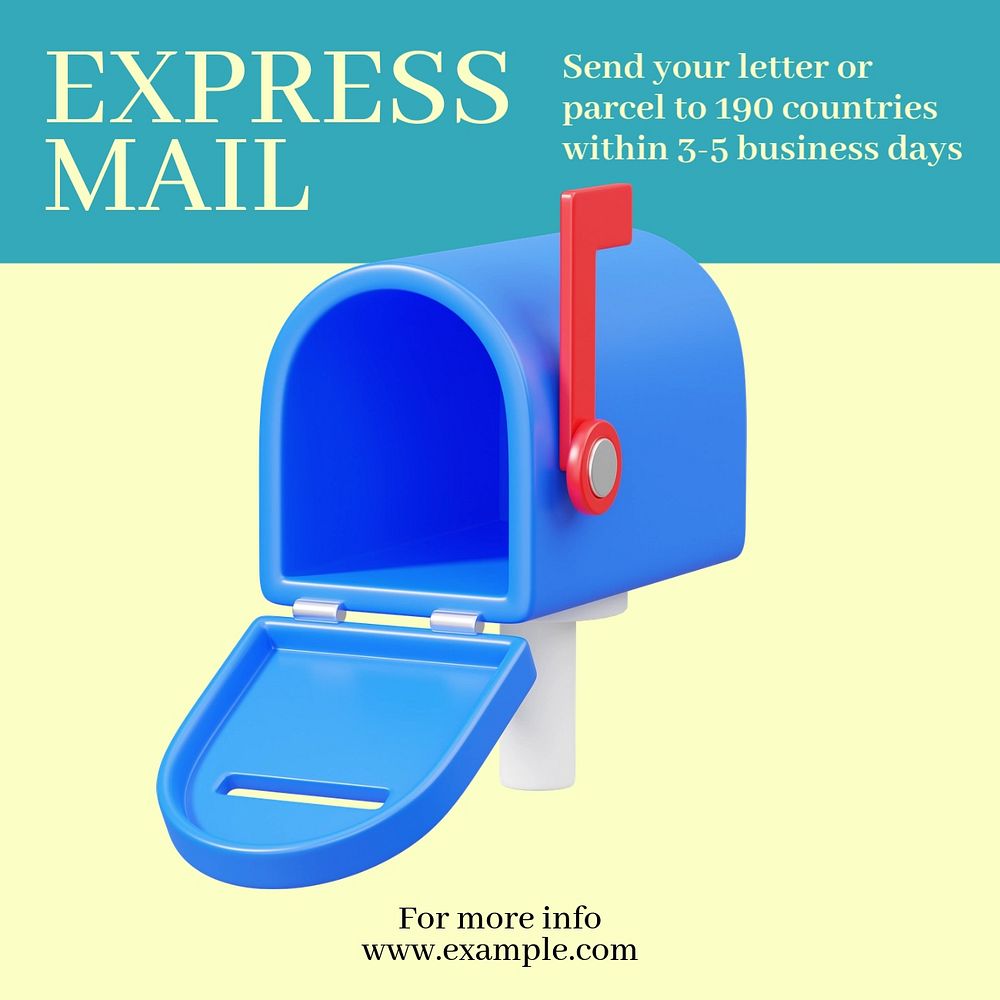 Express mail delivery Instagram post template, editable text