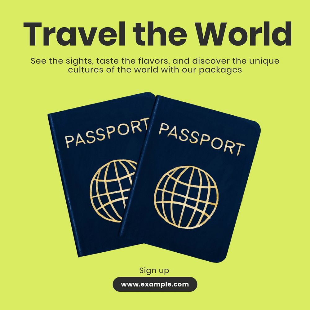 World travel Instagram post template, editable text