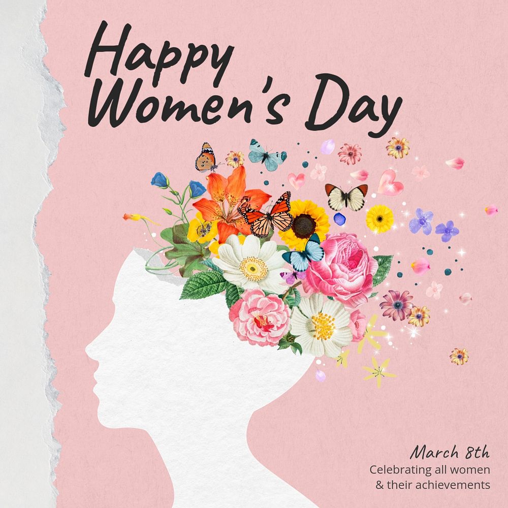 Women's day Instagram post template, editable text