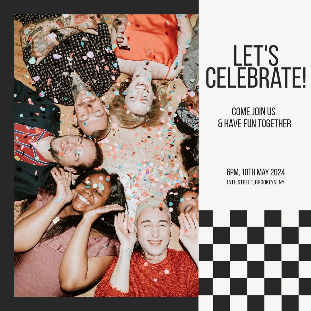 Let's celebrate! Instagram post template, editable text