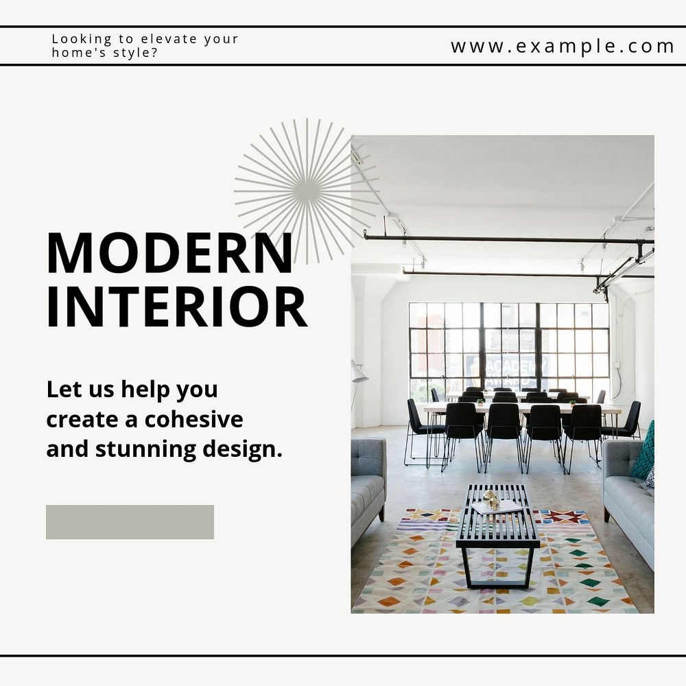 Modern interior Instagram post template, editable text