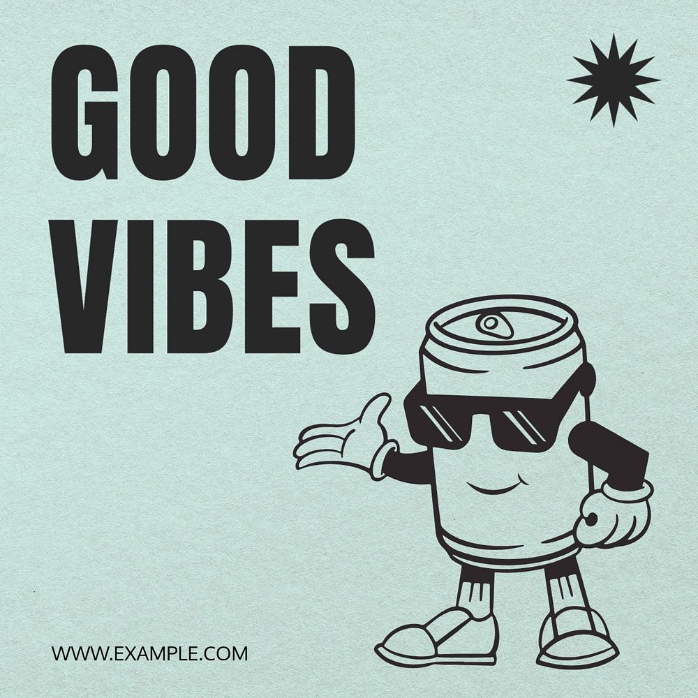 Good vibes Instagram post template, editable text