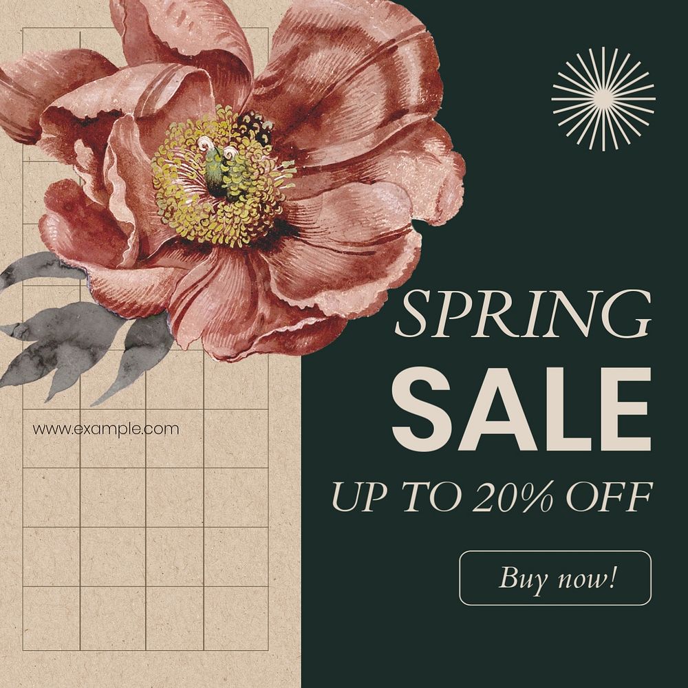 Spring sale Instagram post template, editable text