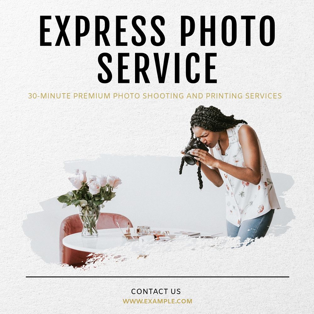 Express photo service Instagram post template, editable text