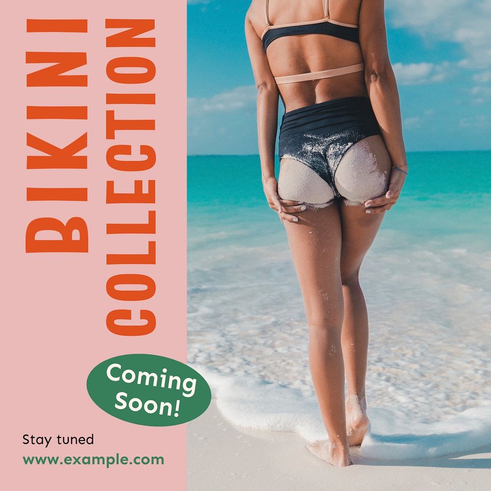 Swimwear & bikini Instagram post template, editable text