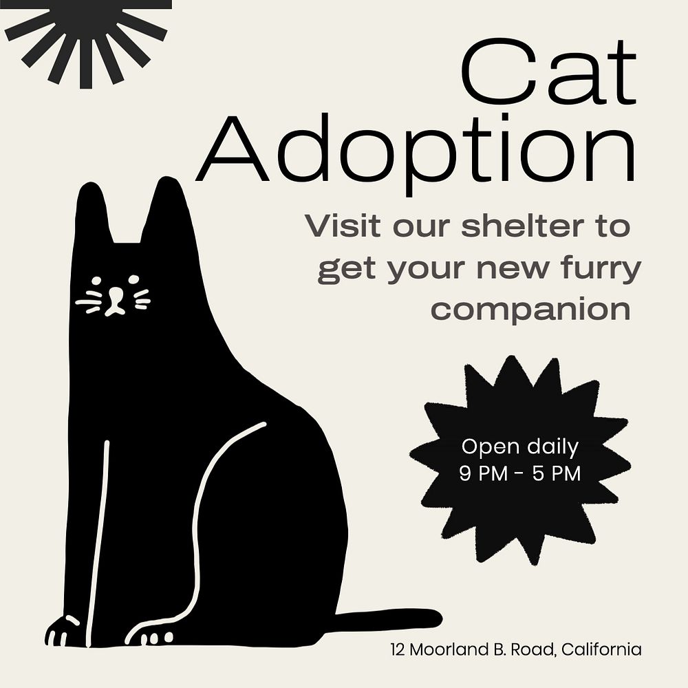 Cat adoption Instagram post template