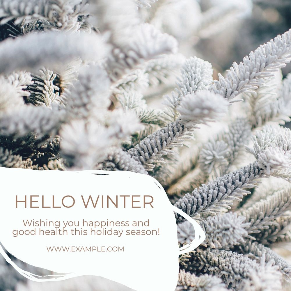 Hello winter wish Instagram post template, editable text