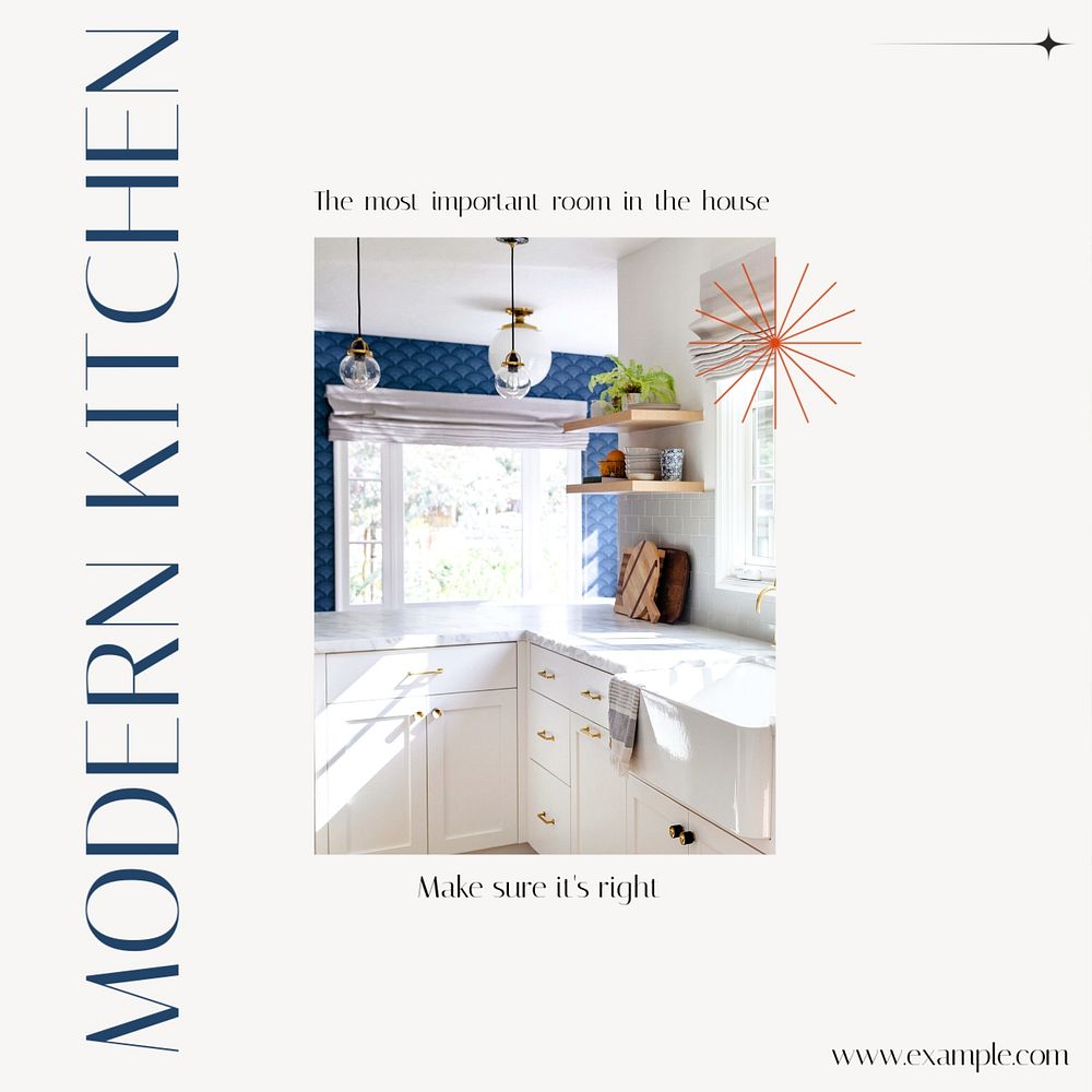 Kitchen design Instagram post template, editable text