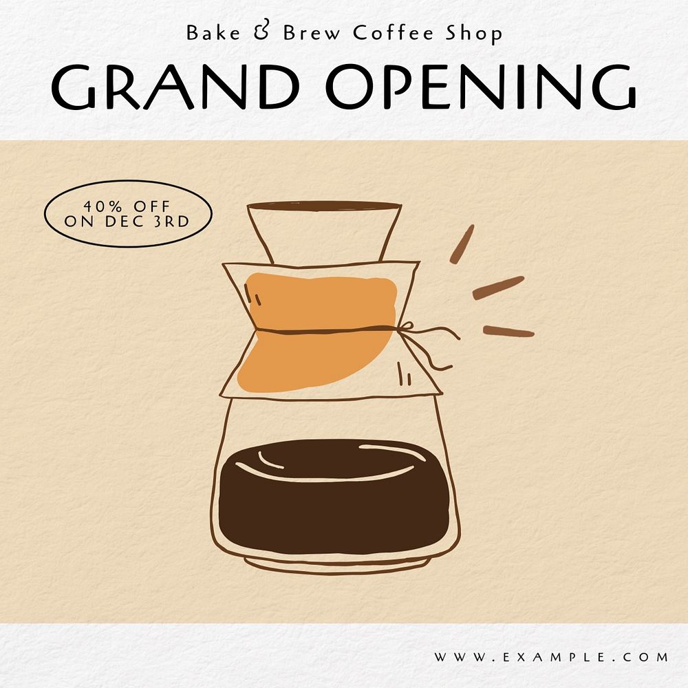 Grand opening Instagram post template, editable text