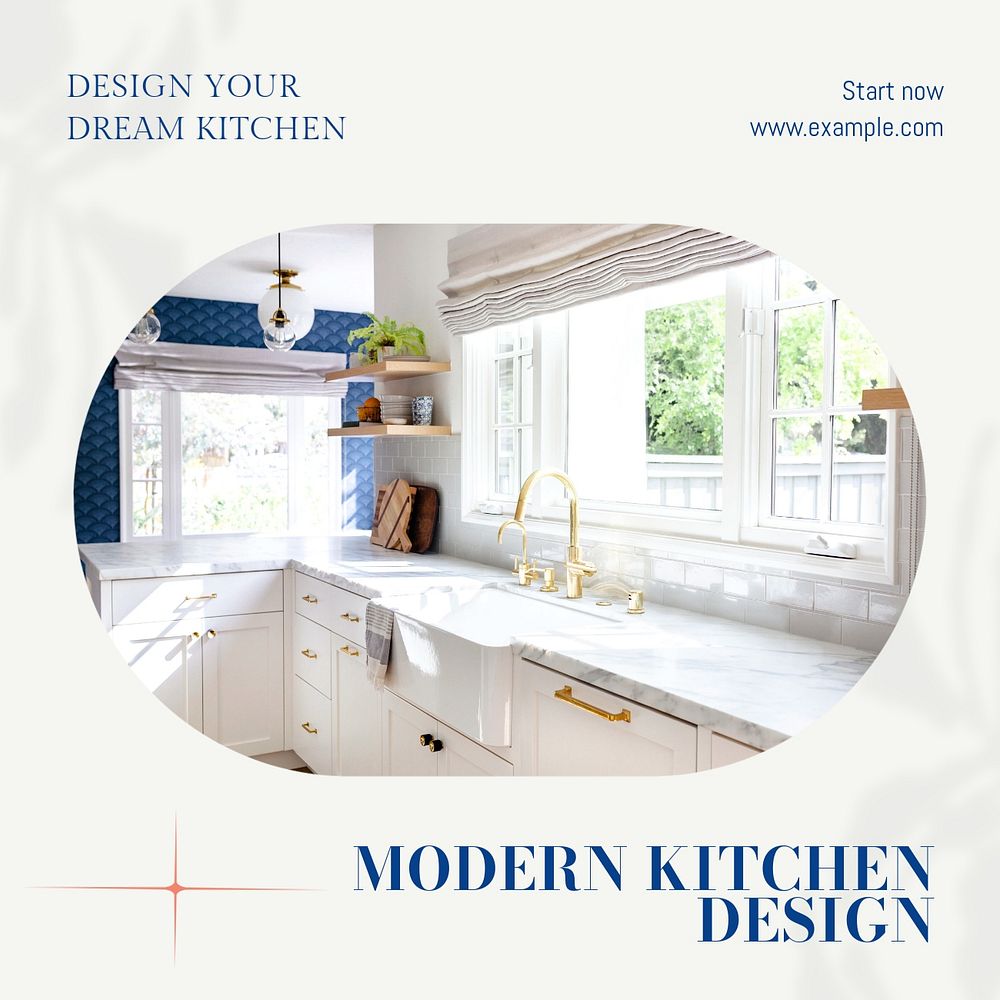 Modern kitchen design Instagram post template, editable text