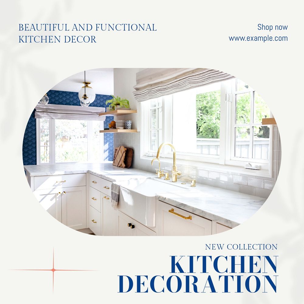 Kitchen decoration Instagram post template, editable text