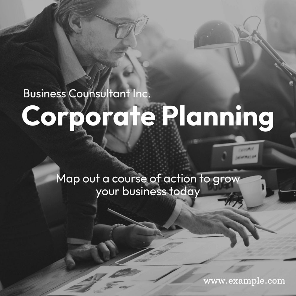 Corporate plan Instagram post template, editable text