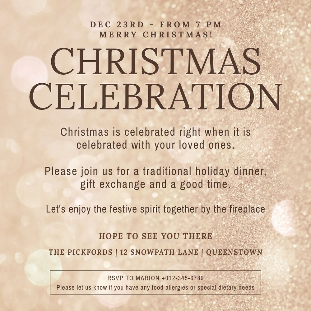 Christmas celebration Instagram post template, editable text