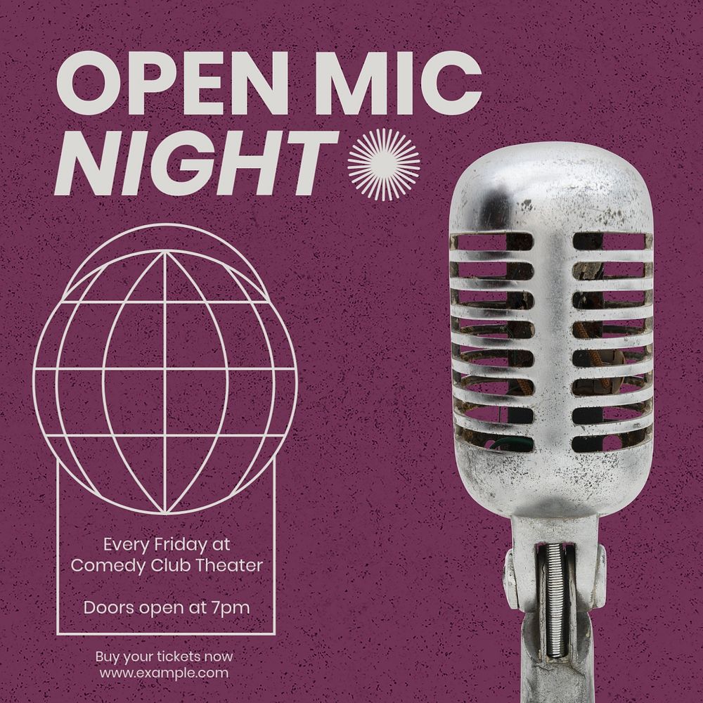 Open mic night Instagram post template, editable text