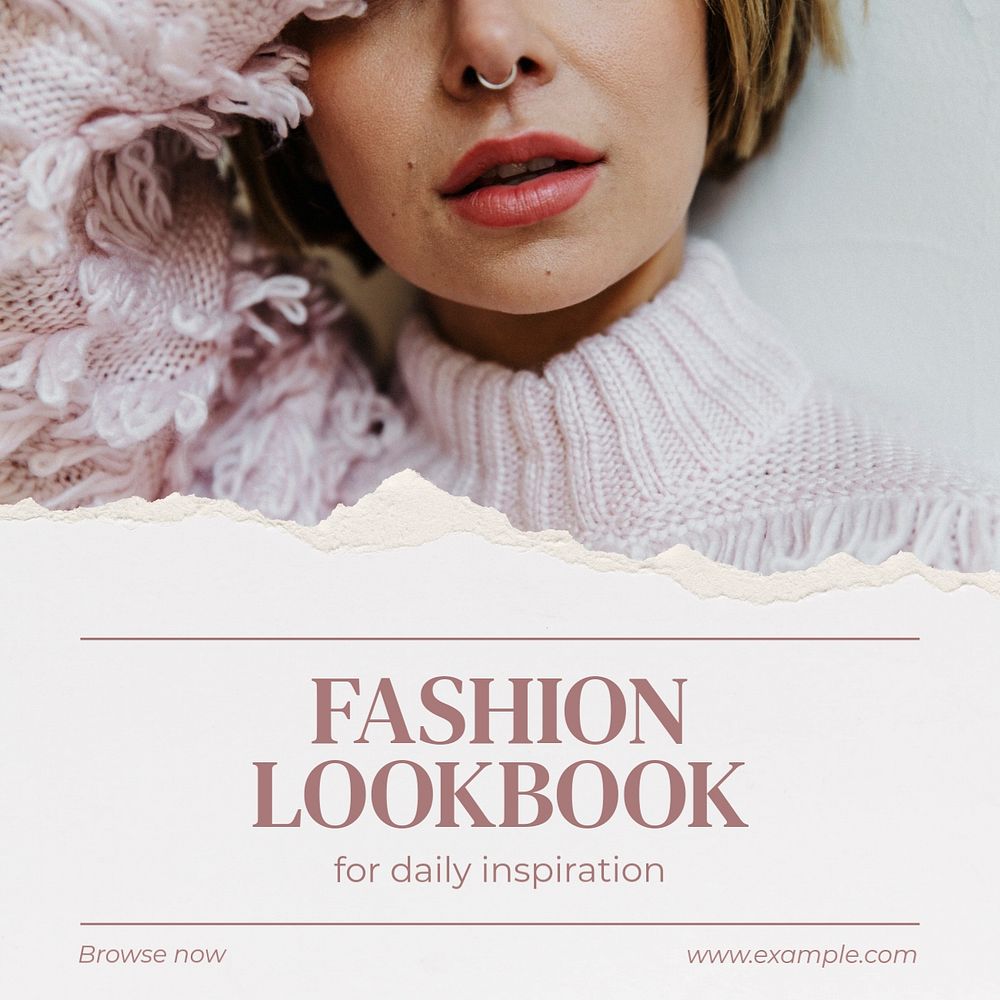 Fashion lookbook Instagram post template, editable text