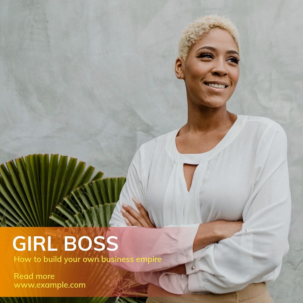 Girl boss Instagram post template, editable text