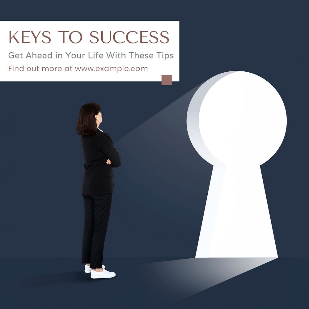 Success keys Instagram post template, editable text