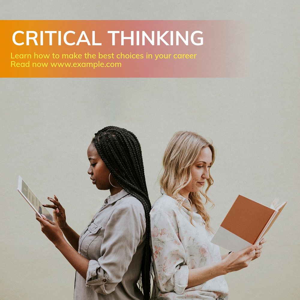 Critical thinking Instagram post template, editable text