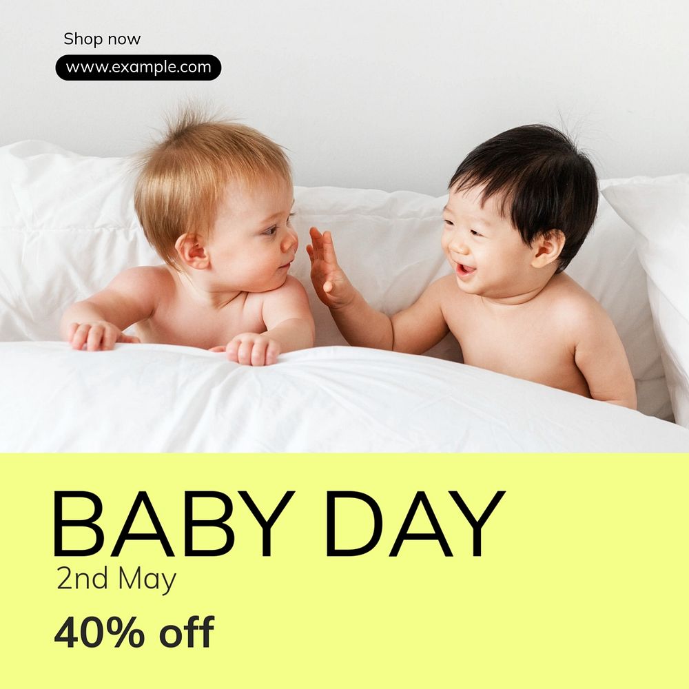 Baby Day sale Instagram post template, editable text