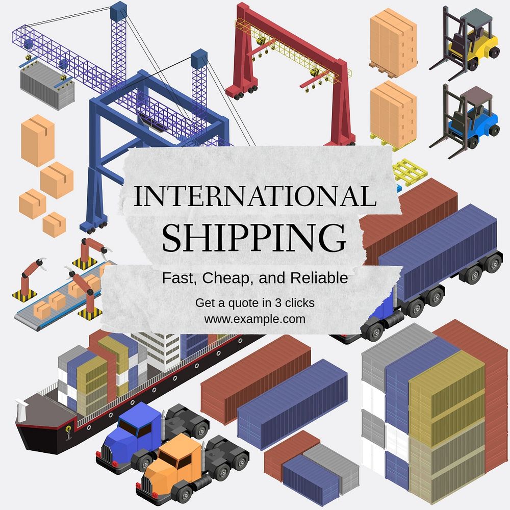 International shipping Instagram post template, editable text