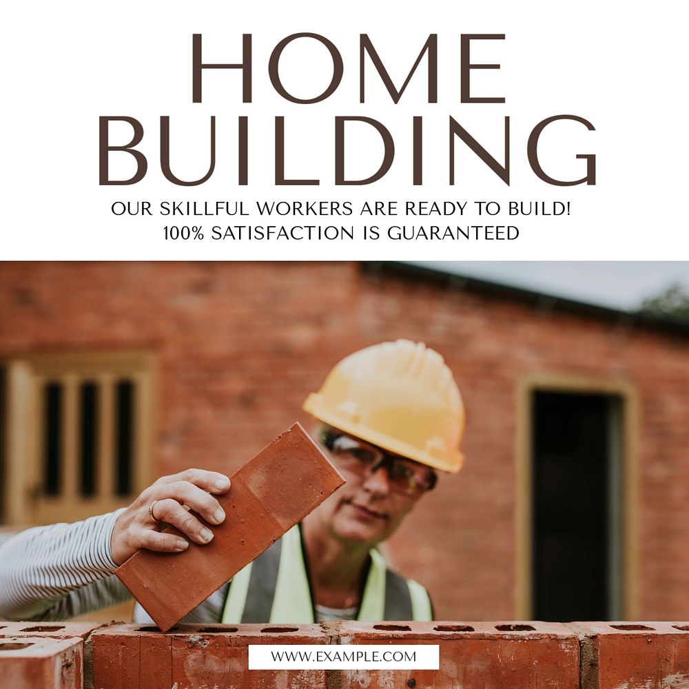 Home building Instagram post template, editable text