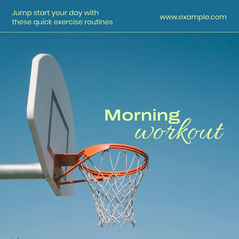 Morning workout routine Instagram post template, editable text