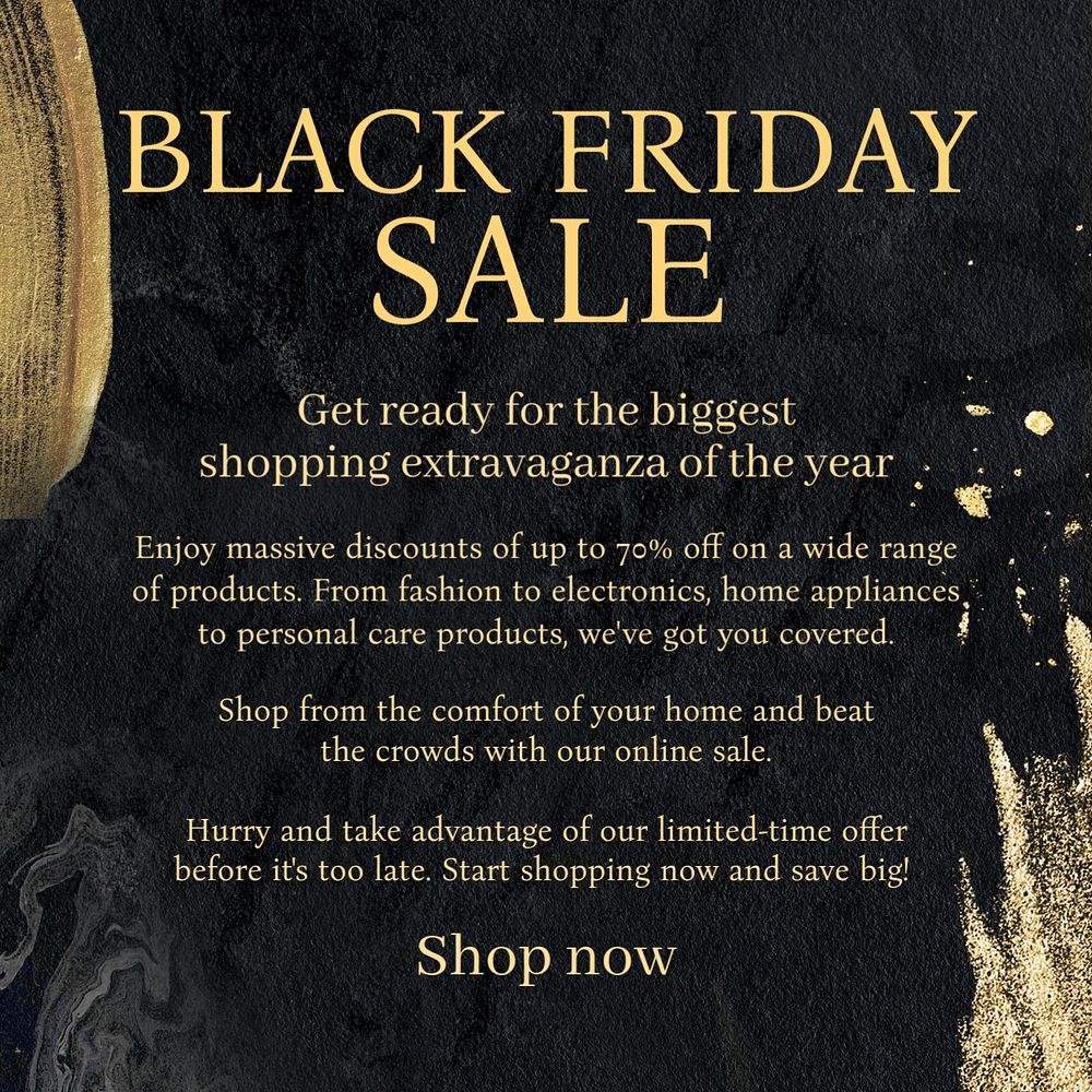 Black friday sale Instagram post template, editable text