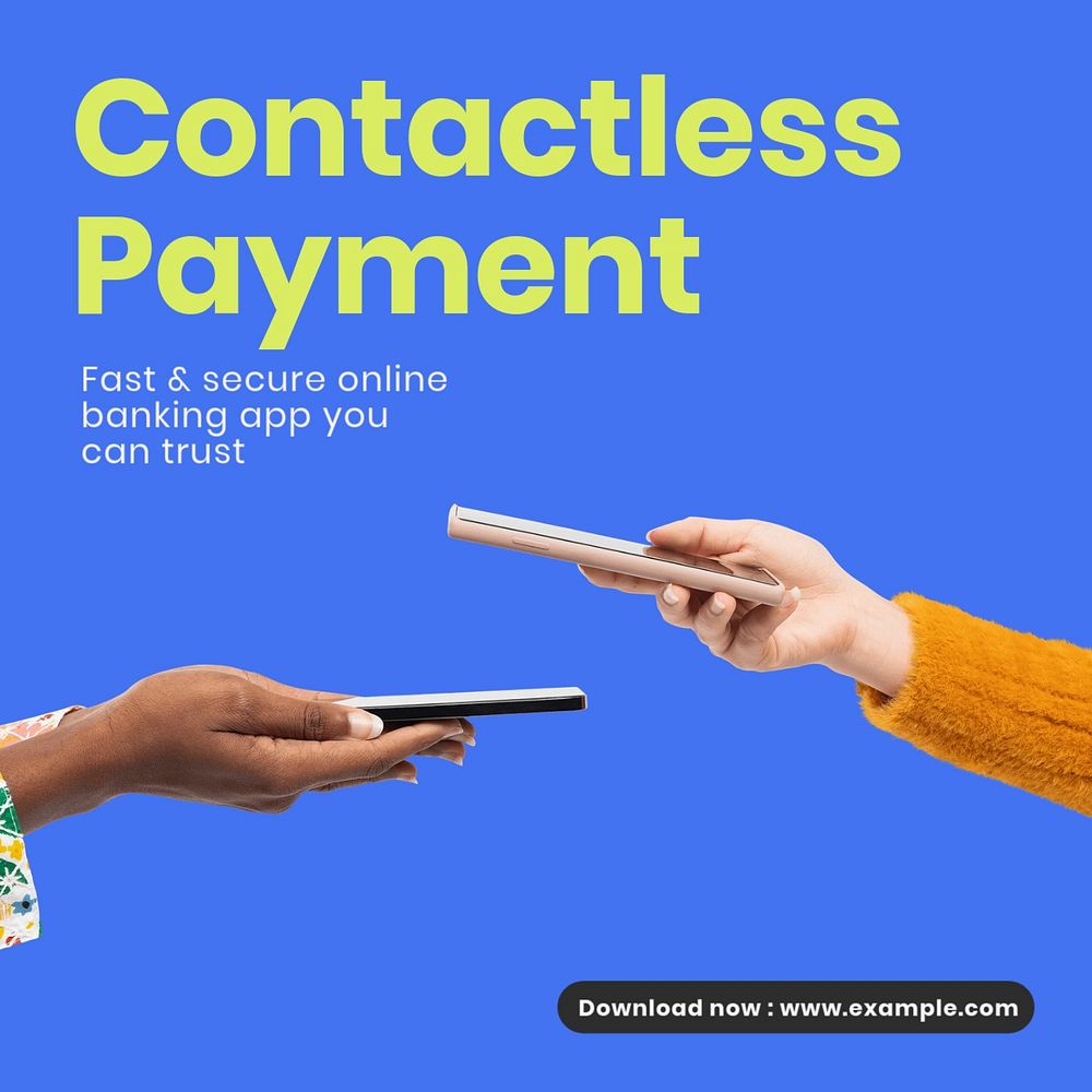 contactless payment Instagram post template, editable text