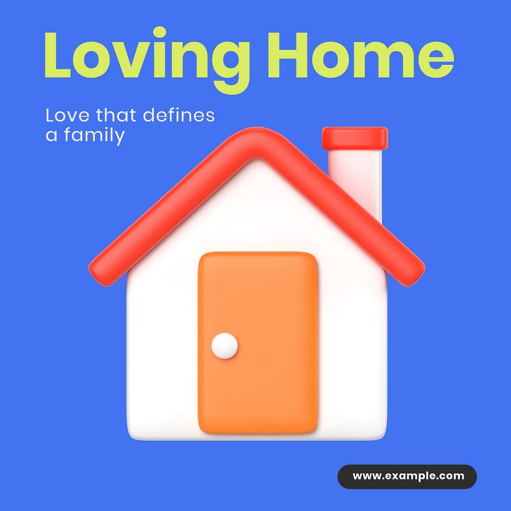 loving home Instagram post template, editable text