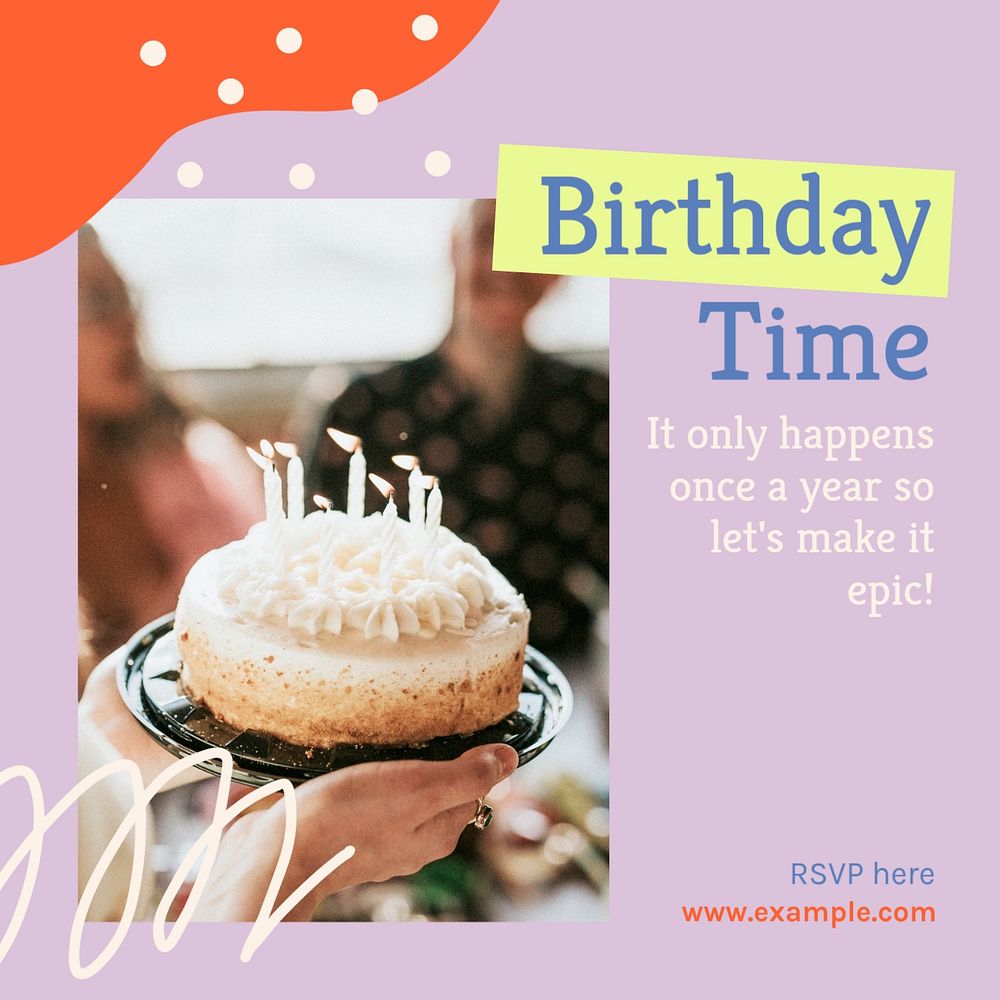 Birthday Instagram post template, editable text