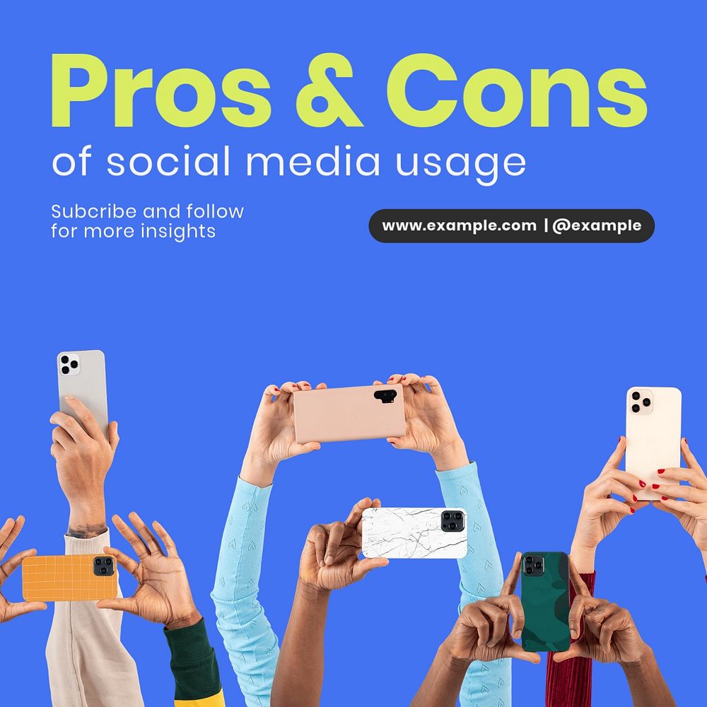 pros&cons Instagram post template, editable text