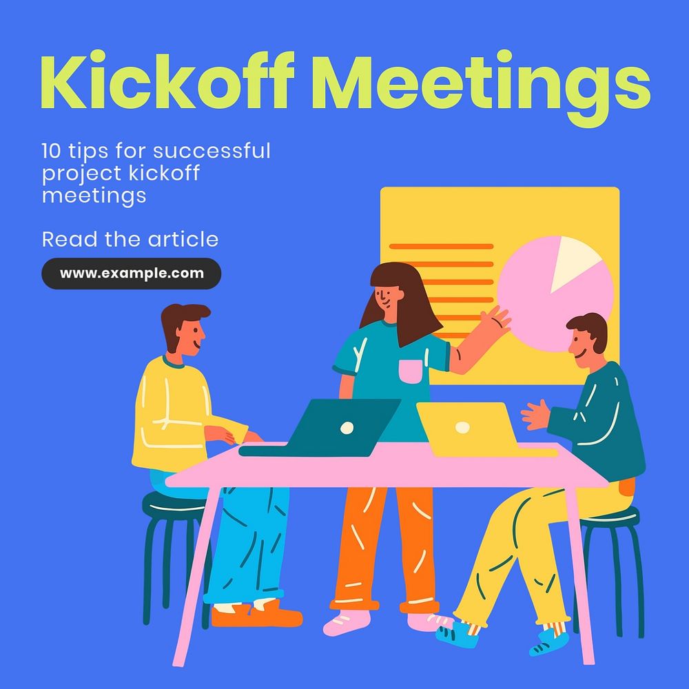 kickoff meetings Instagram post template, editable text