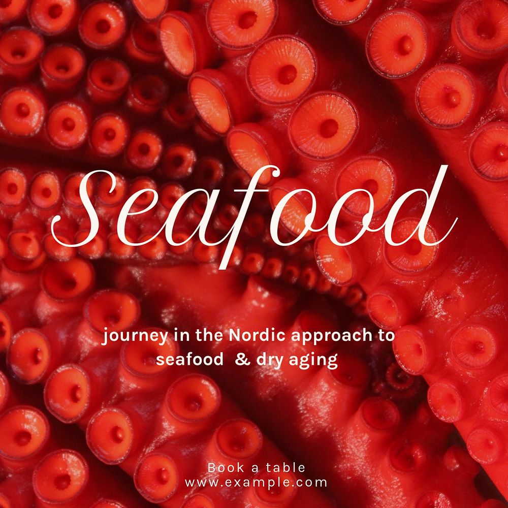 Seafood restaurant Instagram post template, editable text