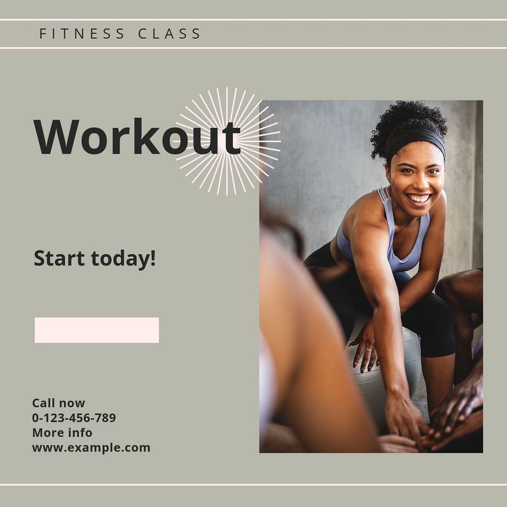 Gym Fitness Class Instagram post template, editable text