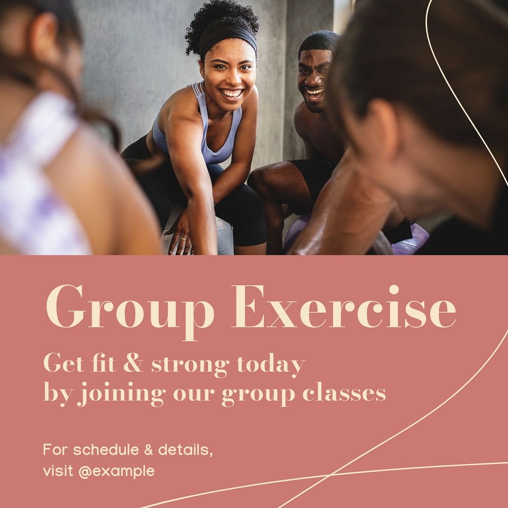 Group exercise Instagram post template, editable text