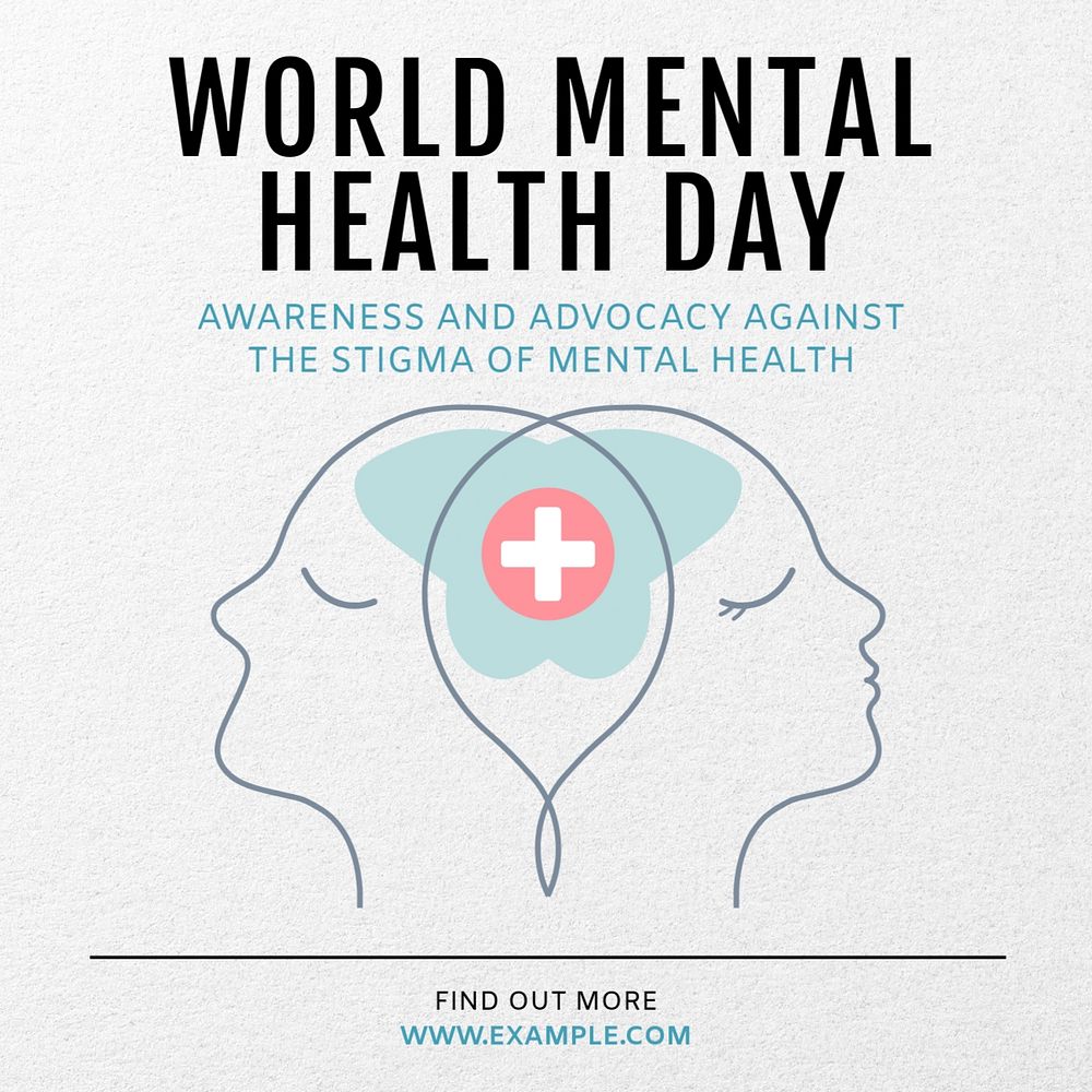 world mental health day Instagram post template, editable text