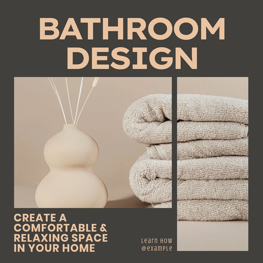 Bathroom design Instagram post template, editable text