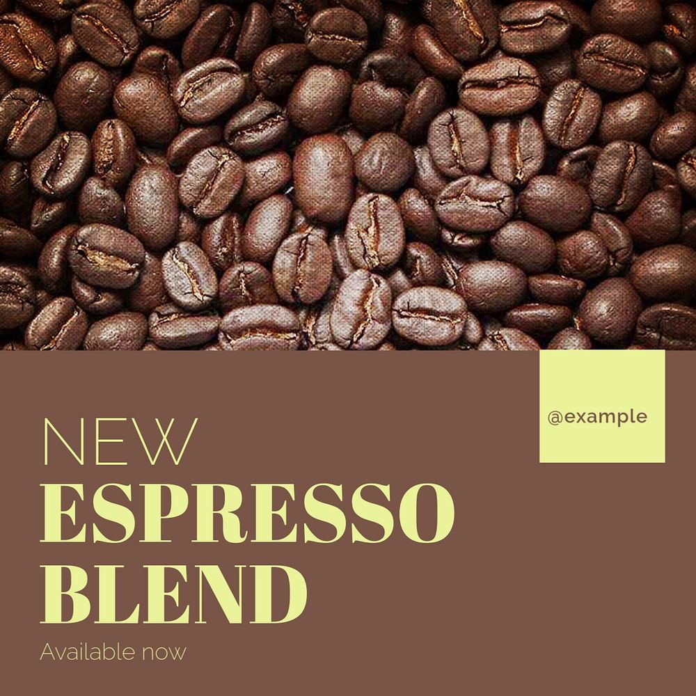 Espresso blend Instagram post template, editable text