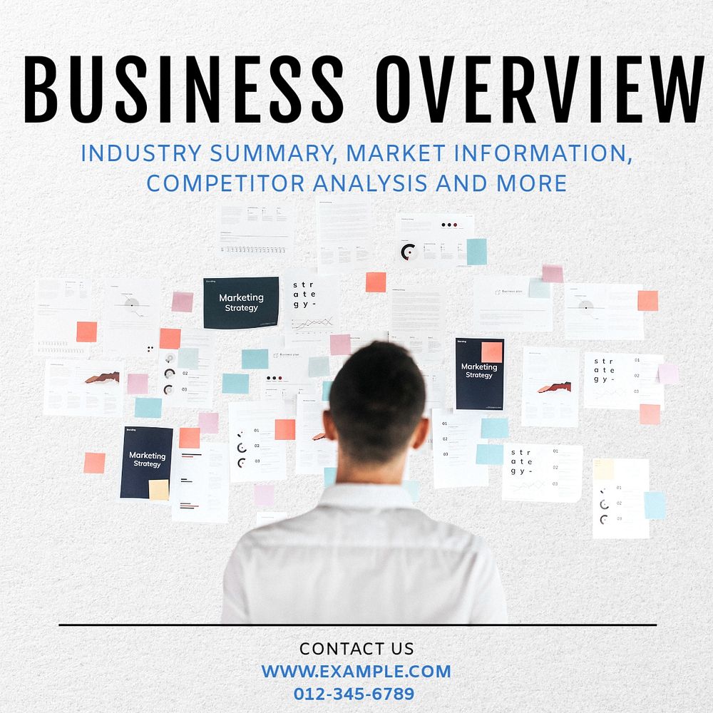 business overview Instagram post template, editable text