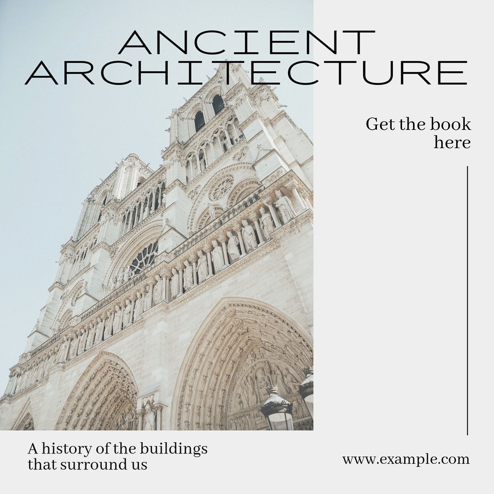 Ancient architecture Instagram post template, editable text